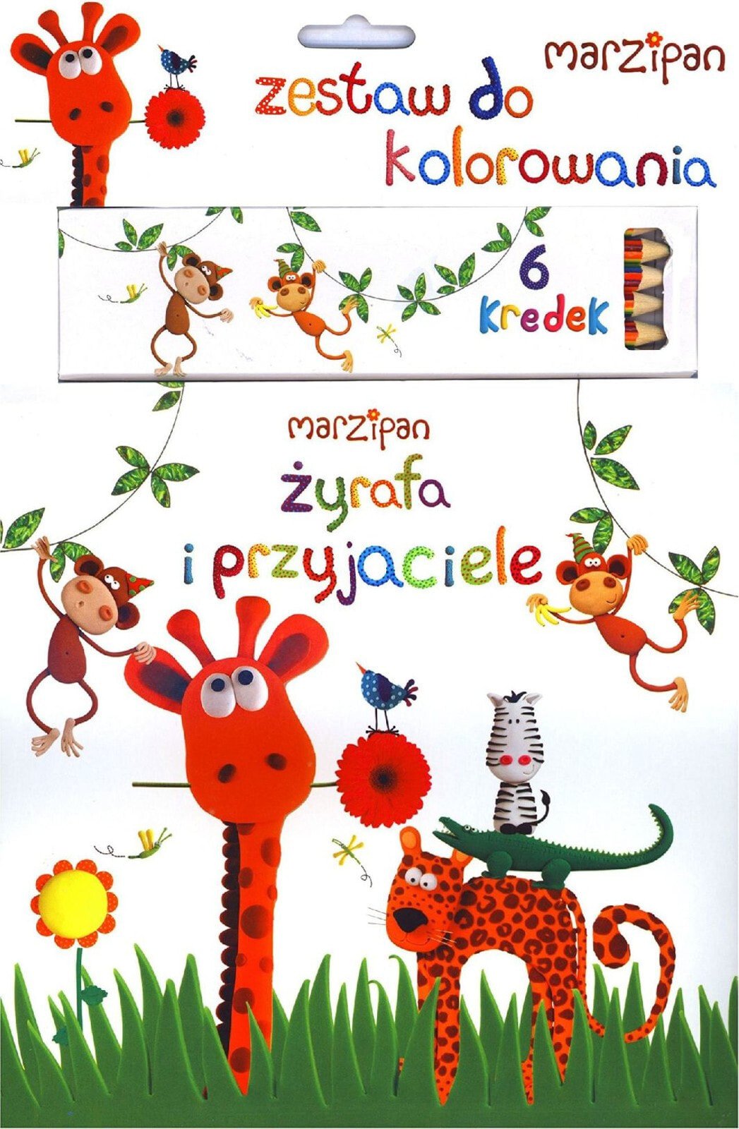 Раскраска для рисования Olesiejuk Marzipan. Żyrafa i przyjaciele + kredki