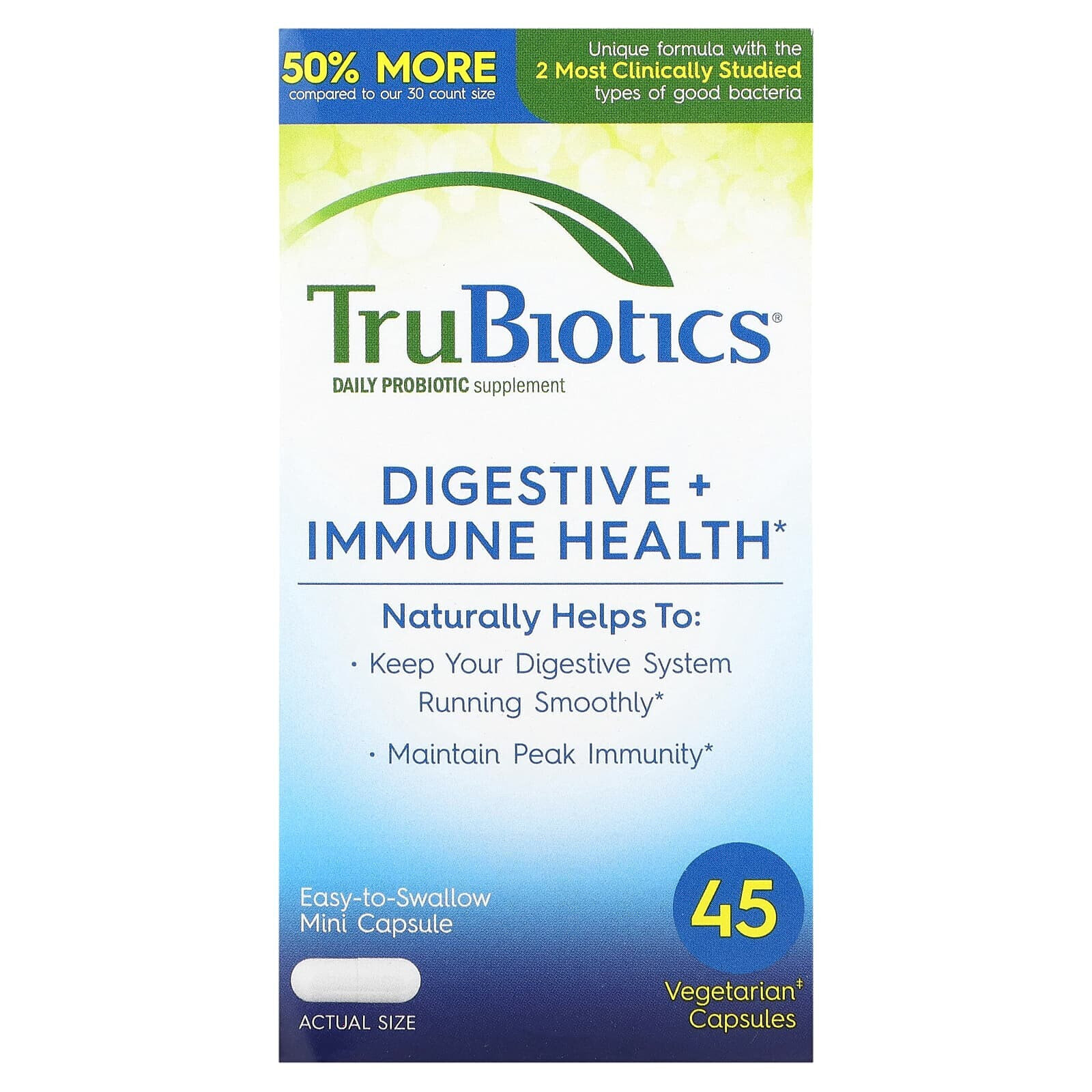 TruBiotics, Здоровье пищеварительной и иммунной систем, 60 вегетарианских капсул