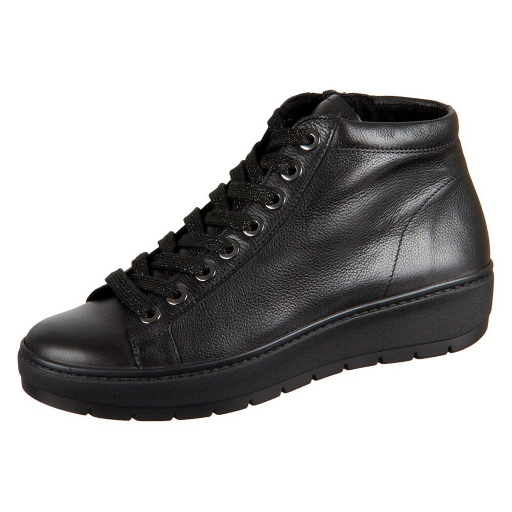 Женские ботинки на шнуровке кожаные черный Semler