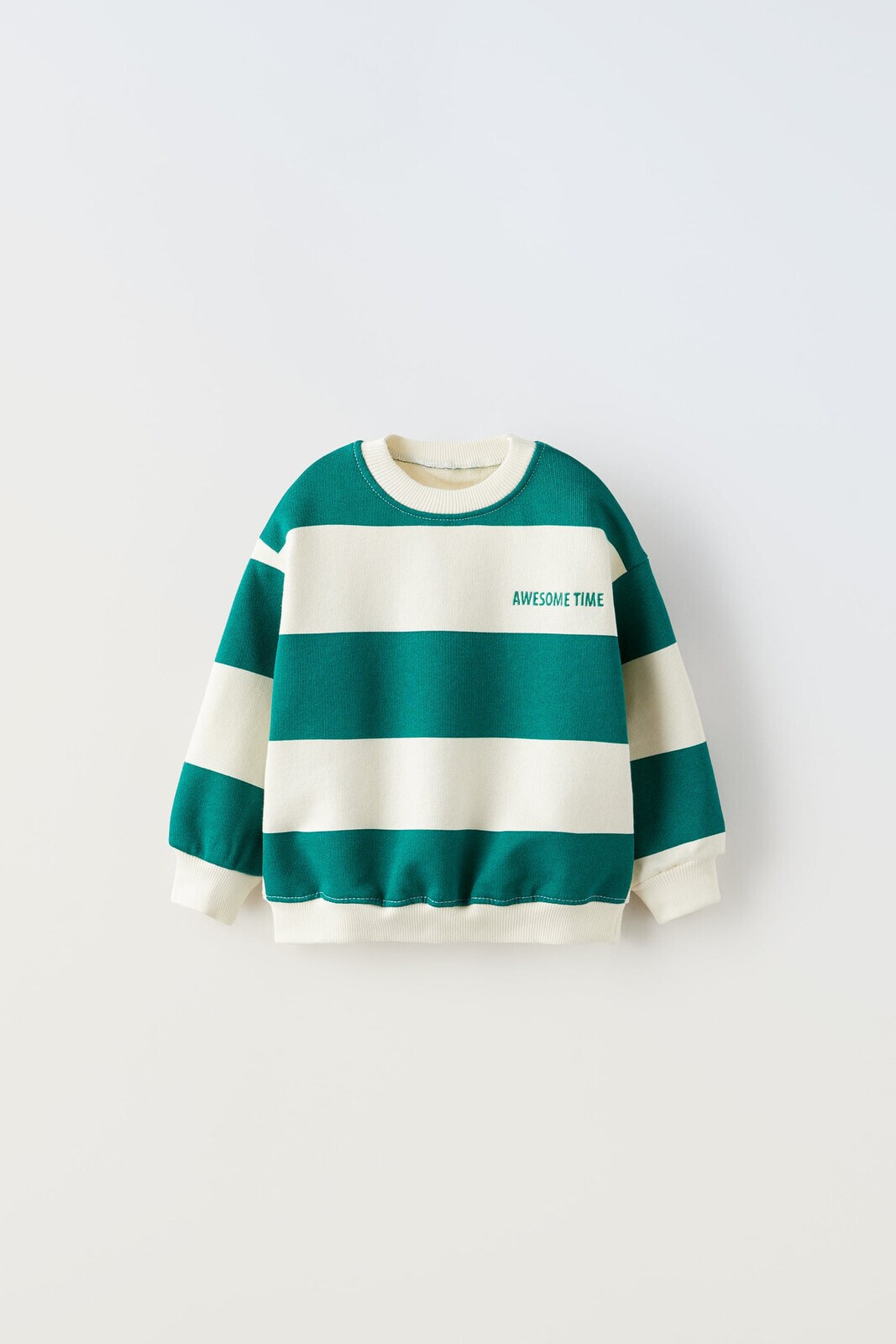 Striped sweatshirt with embroidered slogan