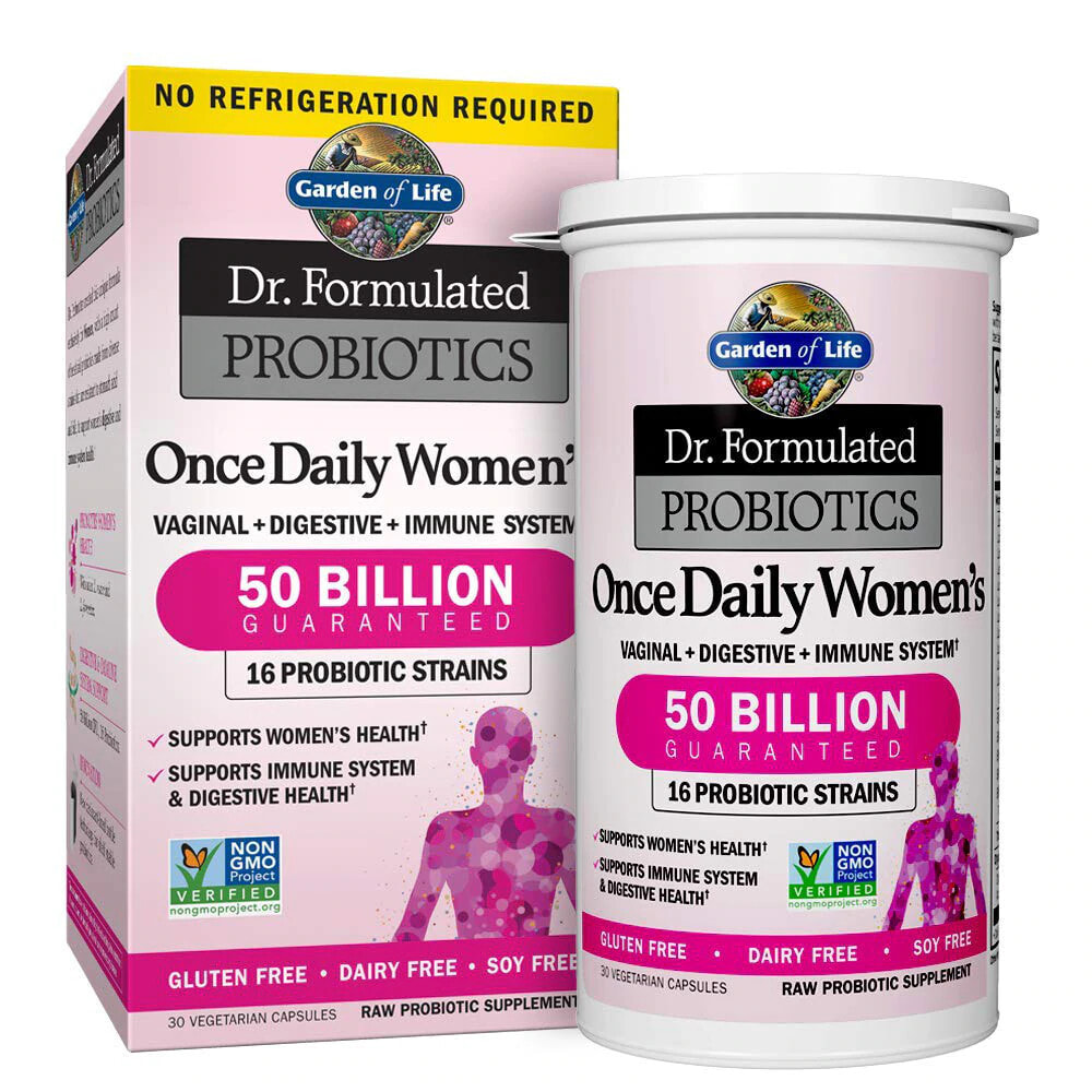 Garden of Life Dr. Formulated Probiotics Once Daily Womens Ежедневные пробиотики для поддержки женского здоровья 50 млрд КОЕ 16 штаммов 30 вегетарианских капсул
