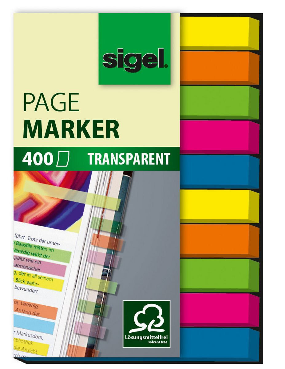 Sigel HN617 книжная закладка Гибкая закладка для книг Синий, Зеленый, Оранжевый, Розовый, Желтый 400 шт
