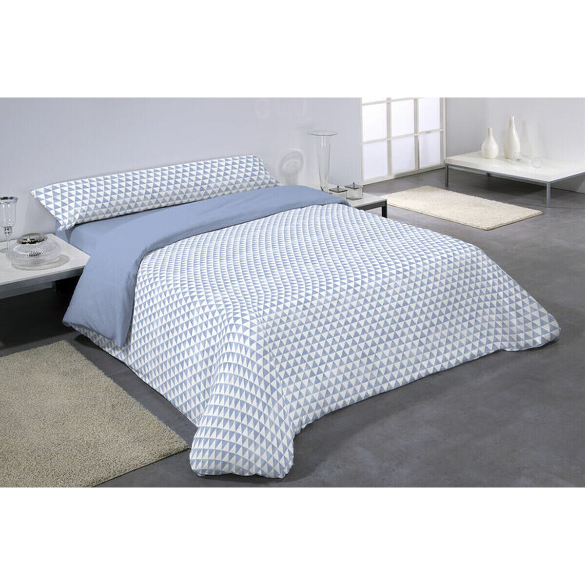 Duvet cover set Hosteline DAREL Blue King size 3 Pieces