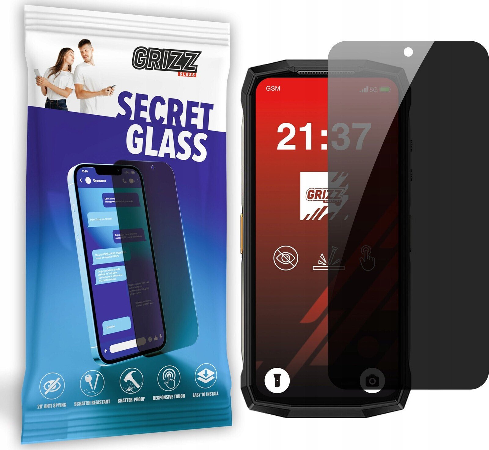 GrizzGlass Szkło prywatyzujące GrizzGlass SecretGlass do Ulefone Armor Mini 20T Pro