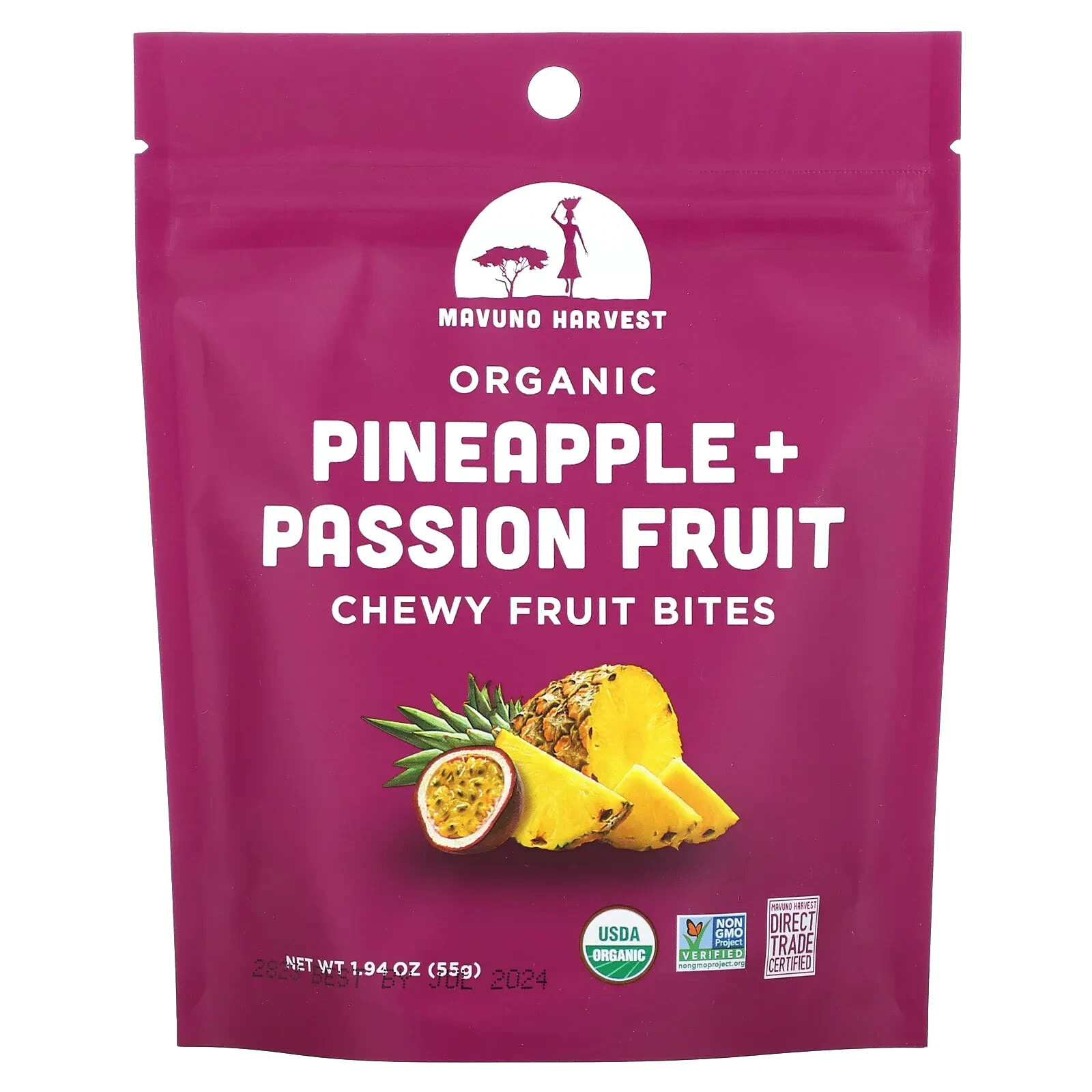 Organic Chew Fruit Bites, Pineapple + Passion Fruit, 1.94 oz (55 g)