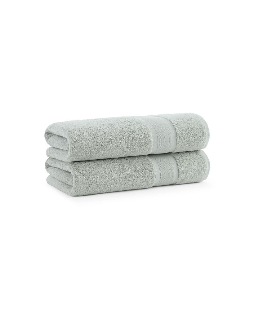Aston and Arden aegean Eco-Friendly Recycled Turkish Bath Towels (2 Pack), 30x60, 600 GSM, Solid Color with Weft Woven Stripe Dobby, 50% Recycled, 50% Long-Staple Ring Spun Cotton Blend, Low-Twist, Plush, Ultra Soft