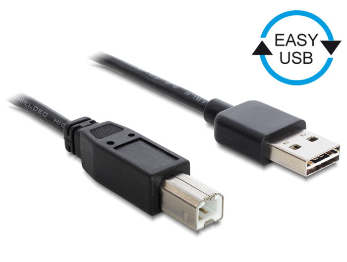 DeLOCK 0.5m, USB2.0-A/USB2.0-B USB кабель 0,5 m 2.0 USB A USB B Черный 83684