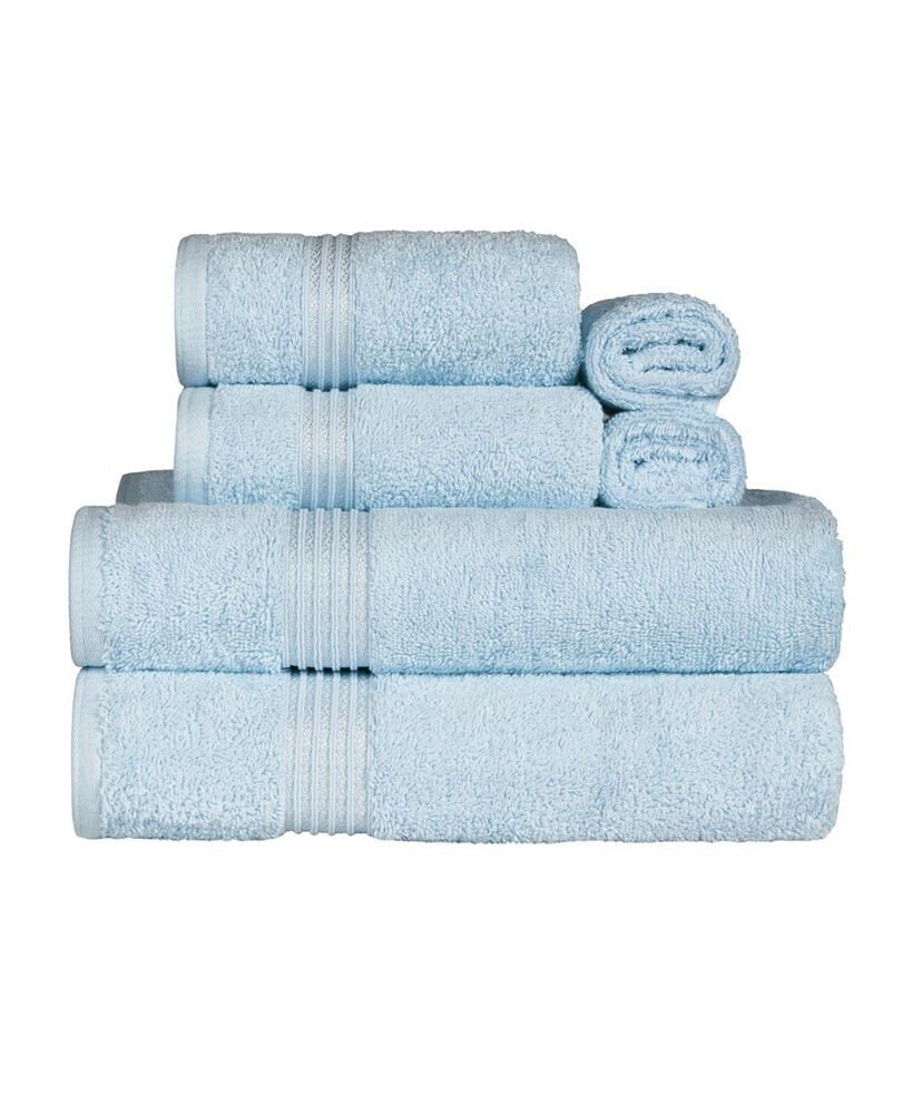 Superior solid Quick Drying Absorbent 6 Piece Egyptian Cotton Assorted Towel Set