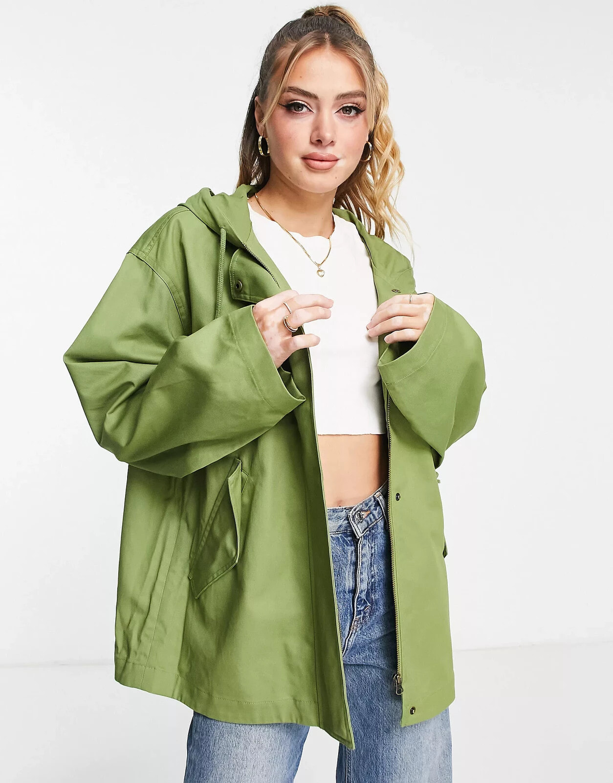 Monki – Parkajacke in Khaki