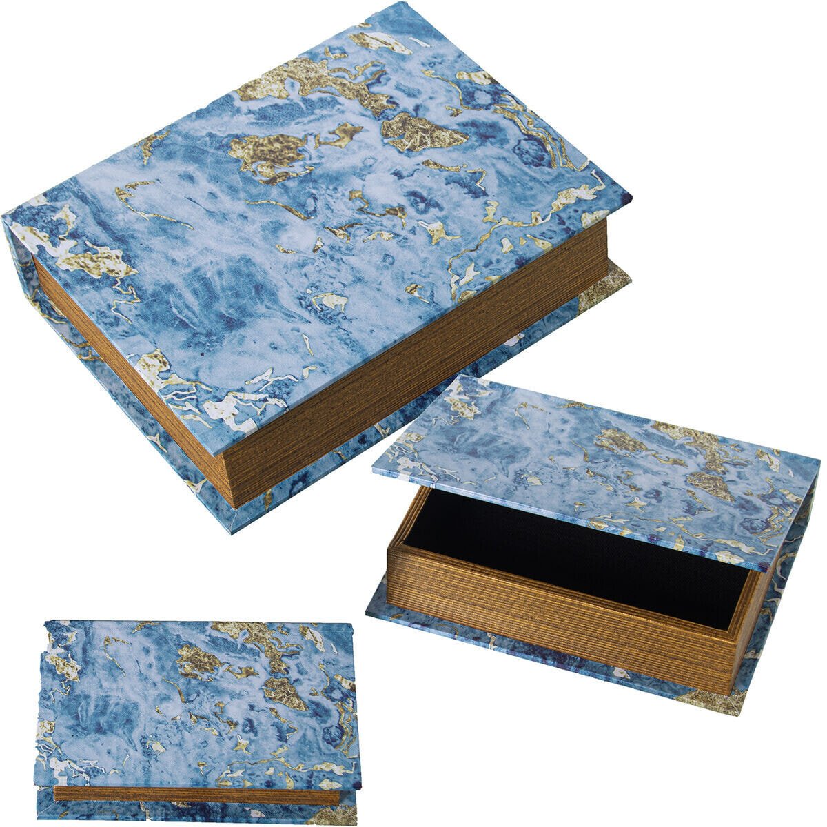 Set of decorative boxes Alexandra House Living Blue Wood 3 Pieces