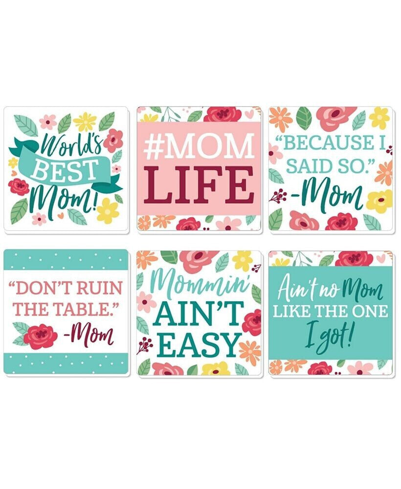 Big Dot of Happiness colorful Floral Happy Mother's Day - Funny Party Decor - Drink Coasters Set of 6