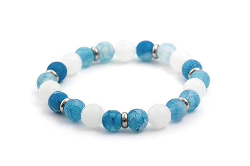 Beaded bracelet made of blue agate and jade MINK13 / 17