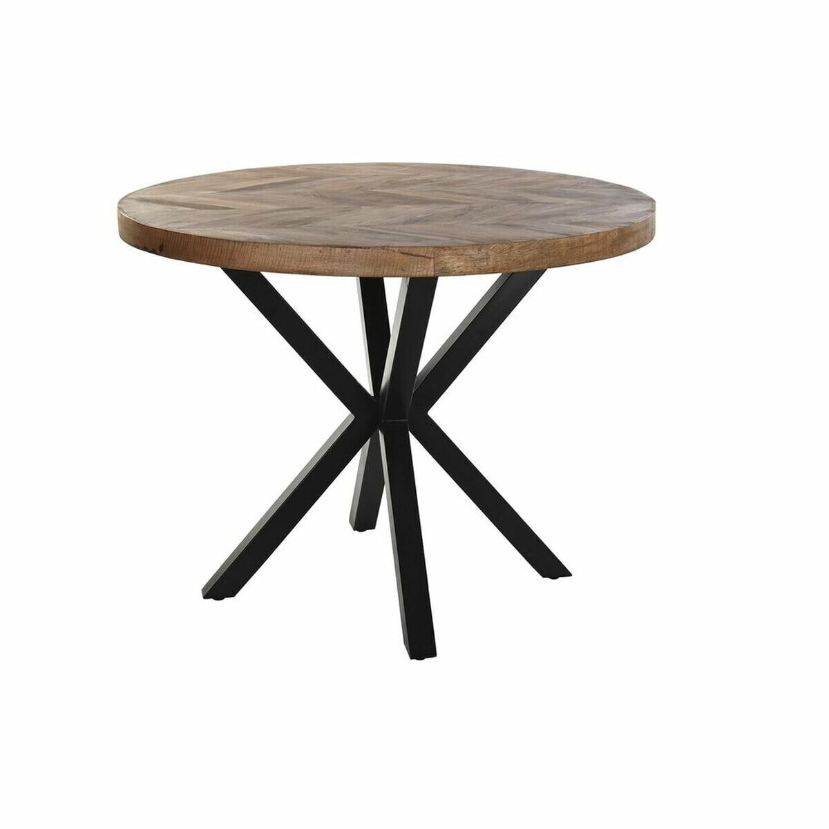 Dining Table DKD Home Decor Black Natural Metal Acacia 101 x 101 x 79 cm 100 x 100 x 76 cm