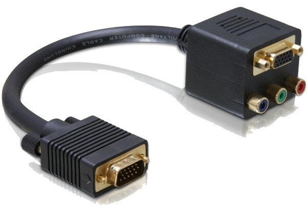 DeLOCK Adapter VGA male to VGA + 3x Cinch female VGA; YPbPr Черный 65059