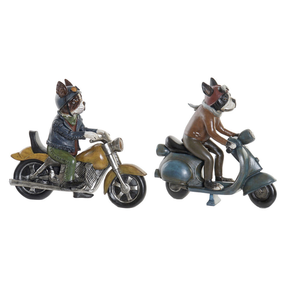 Декоративная фигура DKD Home Decor 27 x 10 x 24 cm Красный Синий Мотоцикл Жёлтый Vintage Пёс (2 штук)