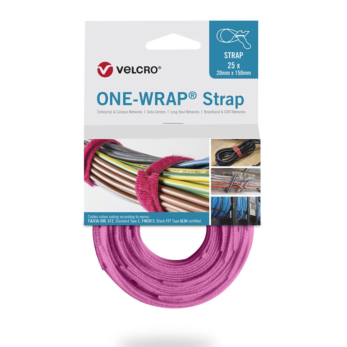 VELCRO ONE-WRAP - Releasable cable tie - Polypropylene (PP) -  - Pink - 330 mm - 20 mm - 25 pc(s)