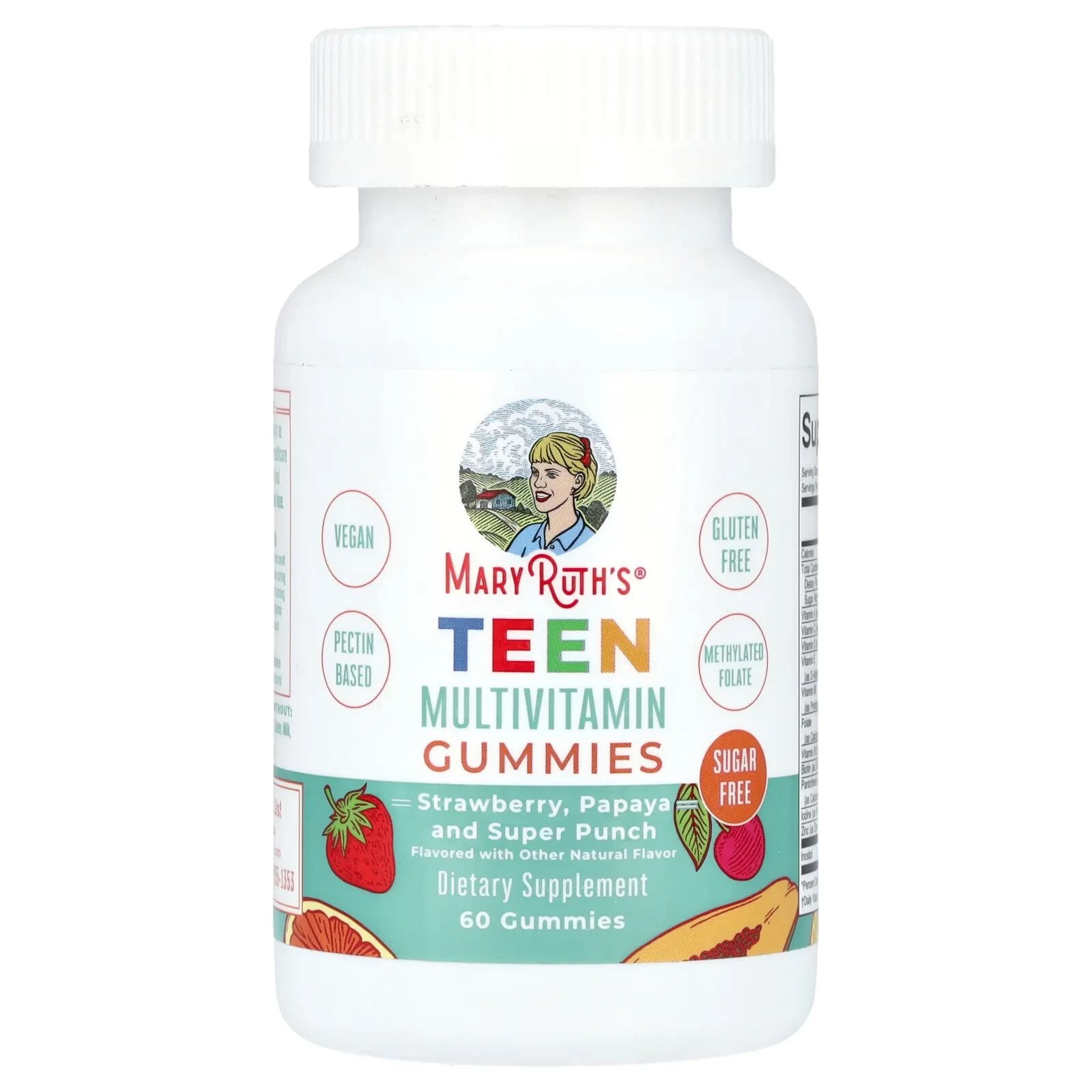 Teen Multivitamin Gummies, Sugar Free, Strawberry, Papaya and Super Punch, 60 Gummies