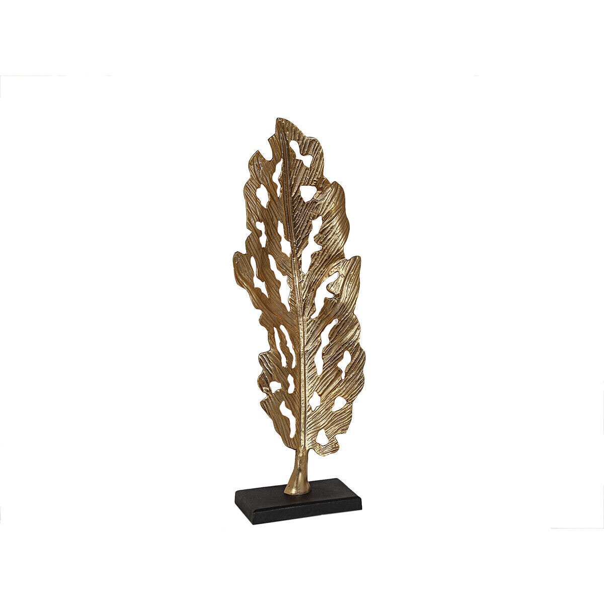 Sculpture Romimex Black Golden Aluminium MDF Wood 32 x 89 x 14 cm Leaf of a plant