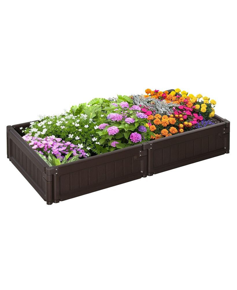 4' x 2' Raised Garden Bed, Plastic Open Planter Box, Brown