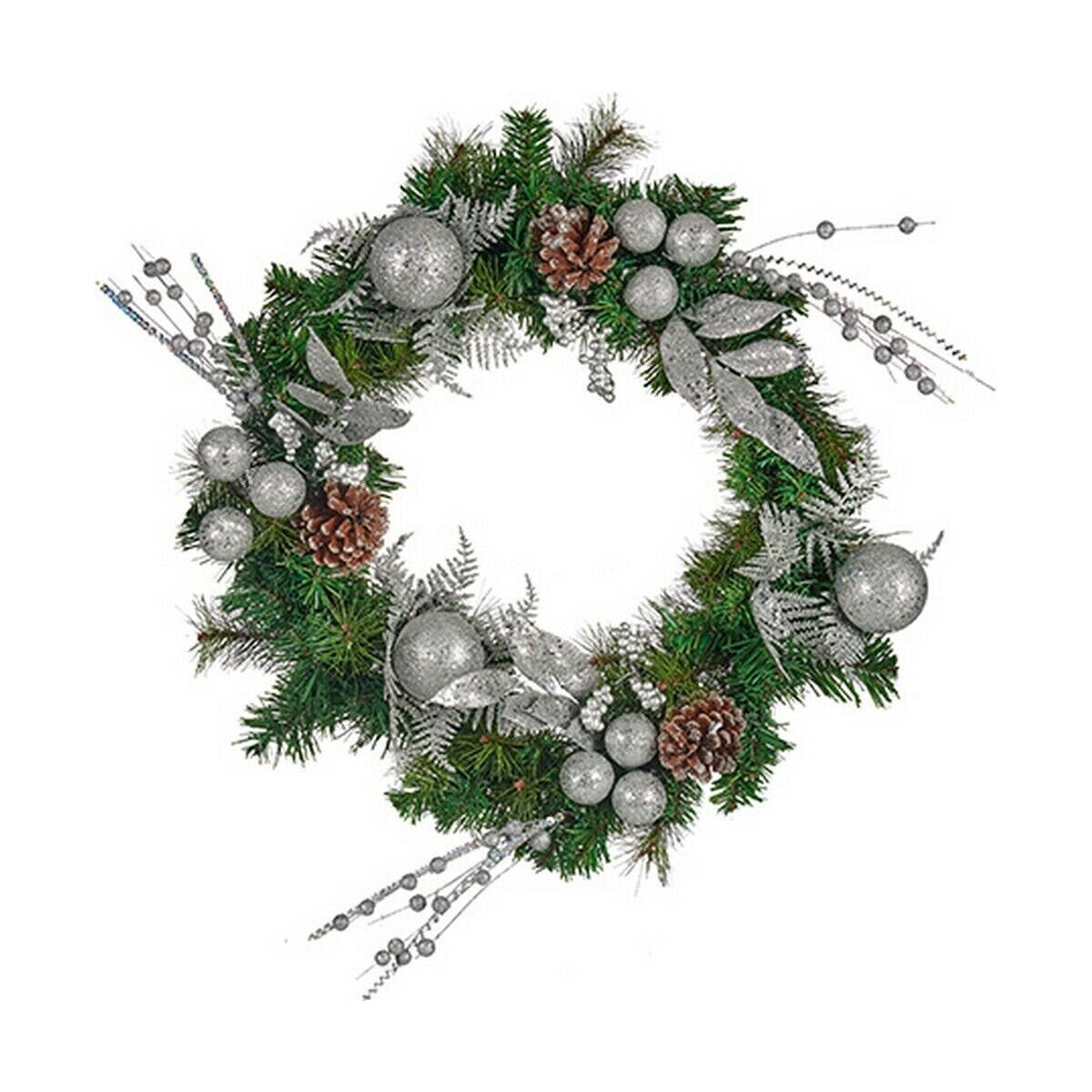 Рождественский венок Ананасы Серебристый Зеленый 60 x 13 x 60 cm