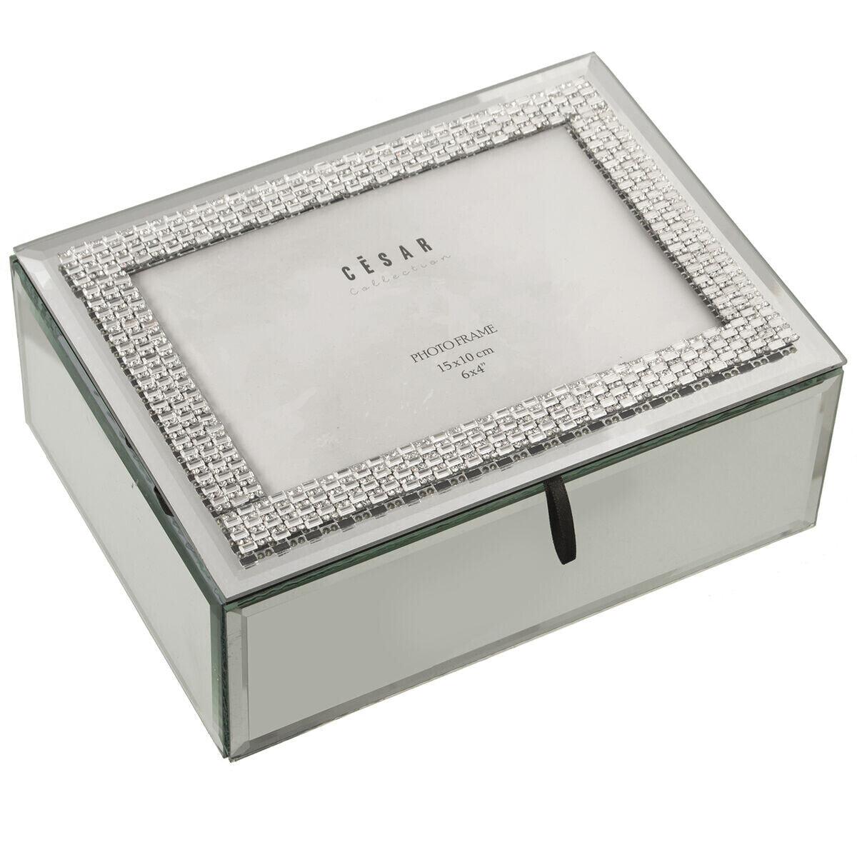 Jewelry box Alexandra House Living Grey Crystal Mirror 15 x 8 x 20 cm