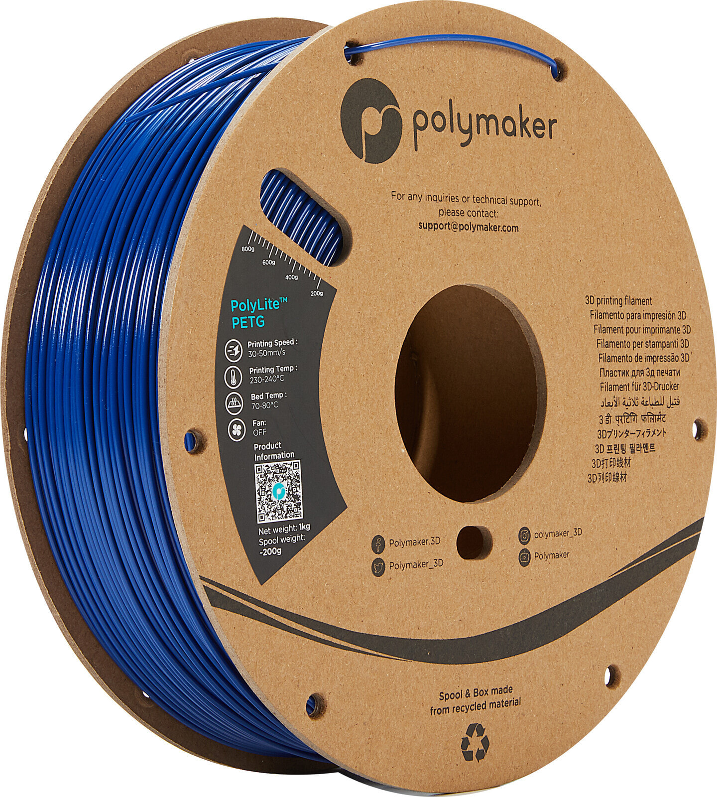 Polymaker B01007 - Filament - PolyLite PETG 1.75 mm - 1 kg - blau