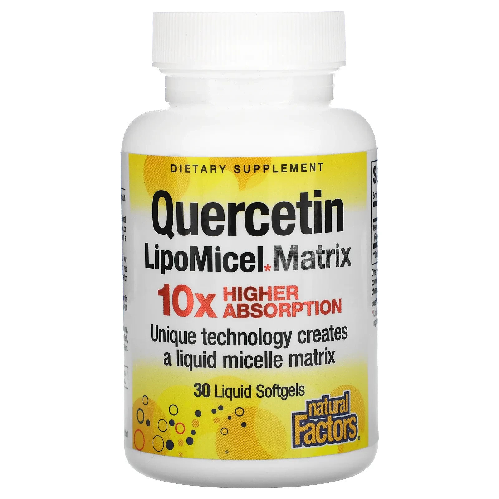 Natural Factors, кверцетин, в мицеллярной форме LipoMicel, 120 капсул с жидкостью