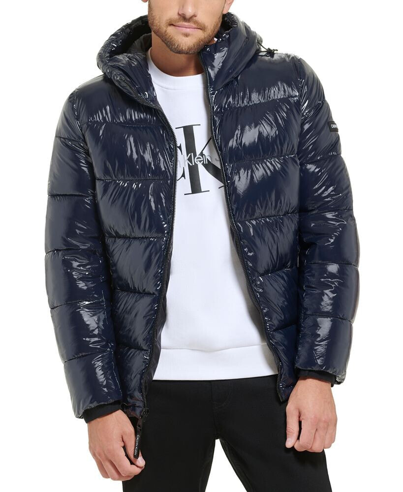 Calvin Klein men's High Shine Hooded Puffer Jacket