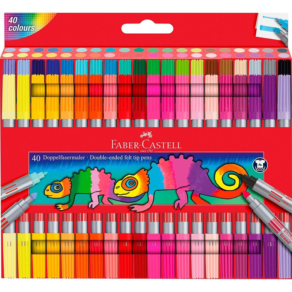 FABER CASTELL Set Of 40 Double-Ended Felt-Tip Pencils Colours