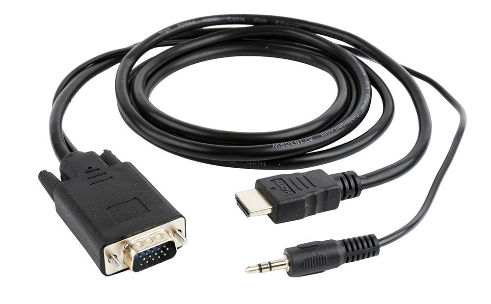 Gembird A-HDMI-VGA-03-6 кабельный разъем/переходник VGA, 3.5 mm Черный