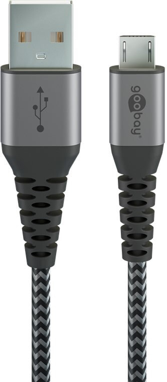 Wentronic 49282, 1 м, Micro-USB B, USB A, USB 2.0, 480 Мбит/с, Черный, Серый