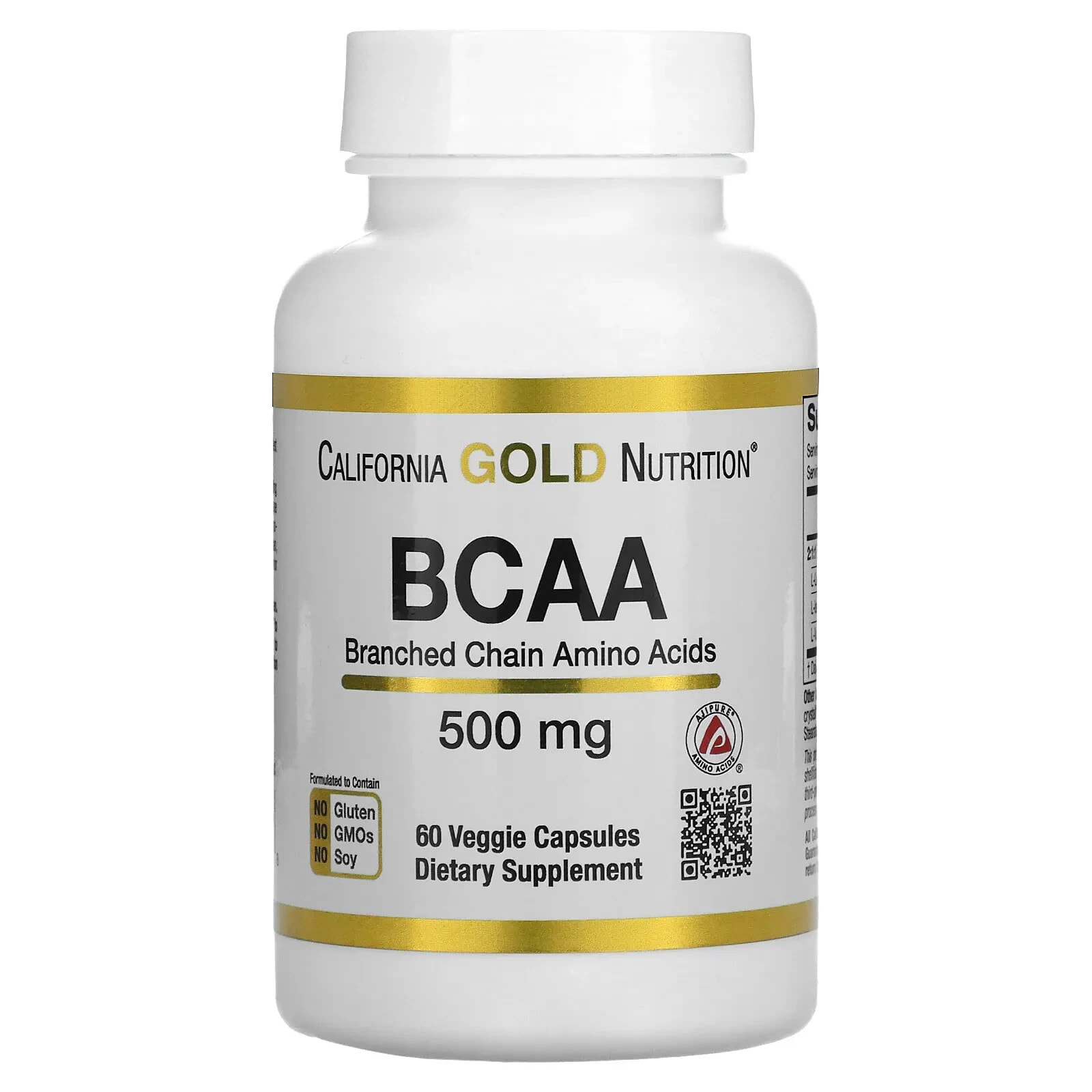 California Gold Nutrition, BCAA, AjiPure® Branched Chain Amino Acids, 500 mg, 60 Veggie Caps