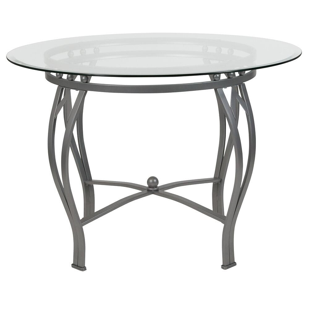 Flash Furniture syracuse 42'' Round Glass Dining Table With Silver Metal Frame