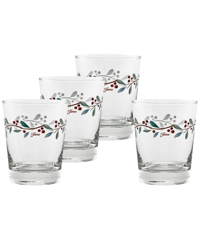 Fiesta nutcracker Holly Tapered DOF Double Old Fashioned Glasses, Set of 4