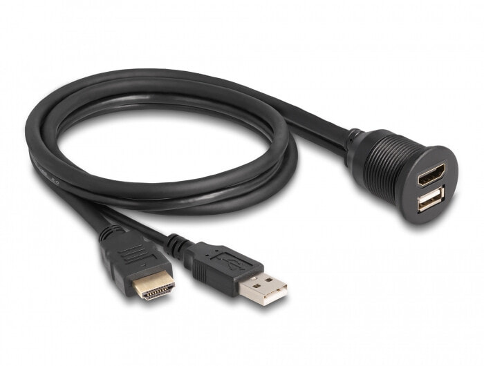 Delock 87880 - Black - HDMI-A - USB 2.0 Type-A - Male/Female - Male/Female - Polyvinyl chloride (PVC)
