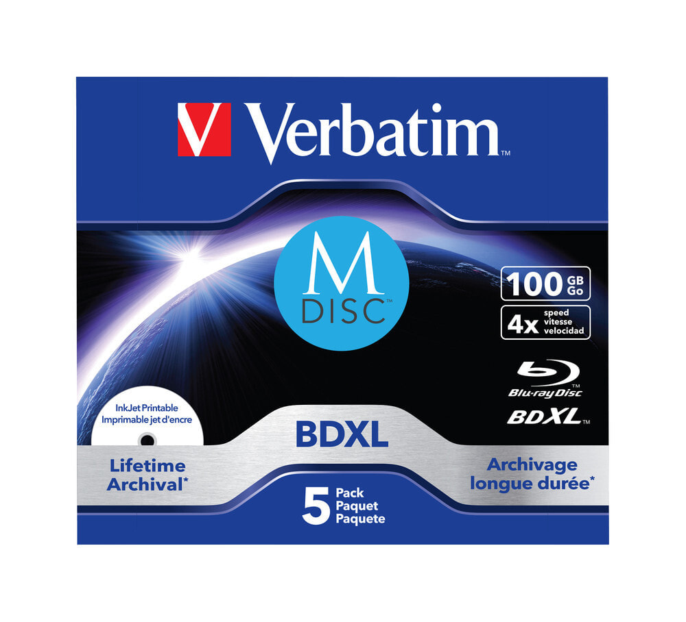 Verbatim 43834 чистые Blu-ray диски BDXL 100 GB 5 шт