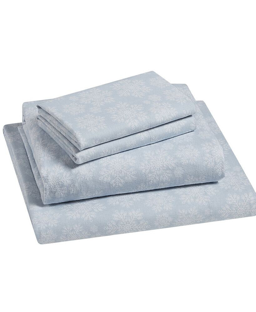 Tahari home Snowflake 100% Cotton Flannel 4-Pc. Sheet Set, Full