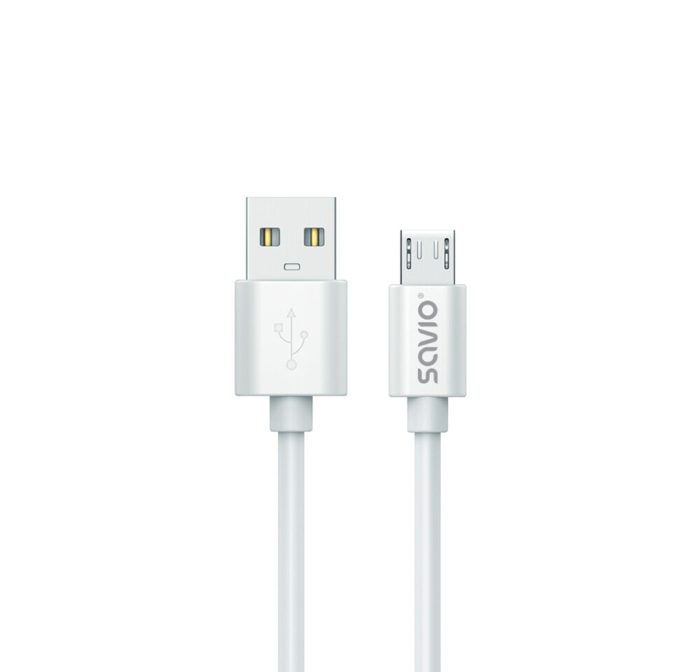 Savio USB cable 3 m USB 2.0, USB A - Micro USB White SAVIO CL-167 - Cable - Digital