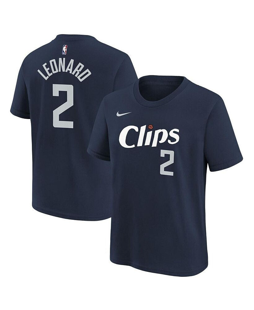 Nike big Boys Kawhi Leonard Navy LA Clippers 2023/24 City Edition Name and Number T-shirt
