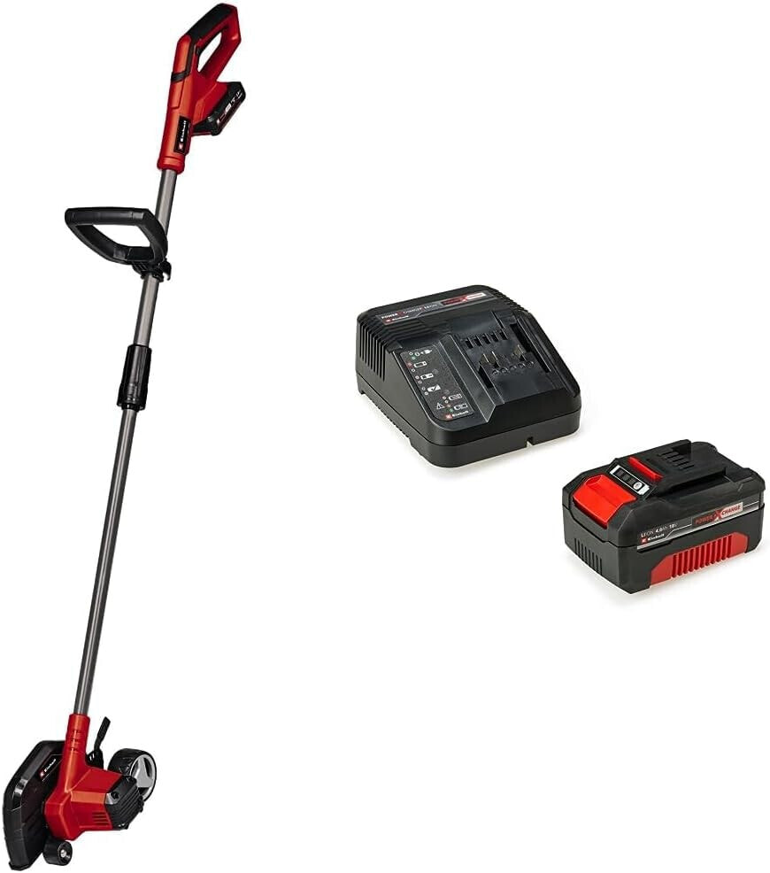 Einhell Cordless Lawn Edger GE-LE 18/190 Li-Solo Power X-Change (Li-Ion, 18 V, 3-Level Depth Adjustment 36.5 - 45 mm, 19 cm Cutting Length, Split Shank, Castors, Battery and Charger Not Included)
