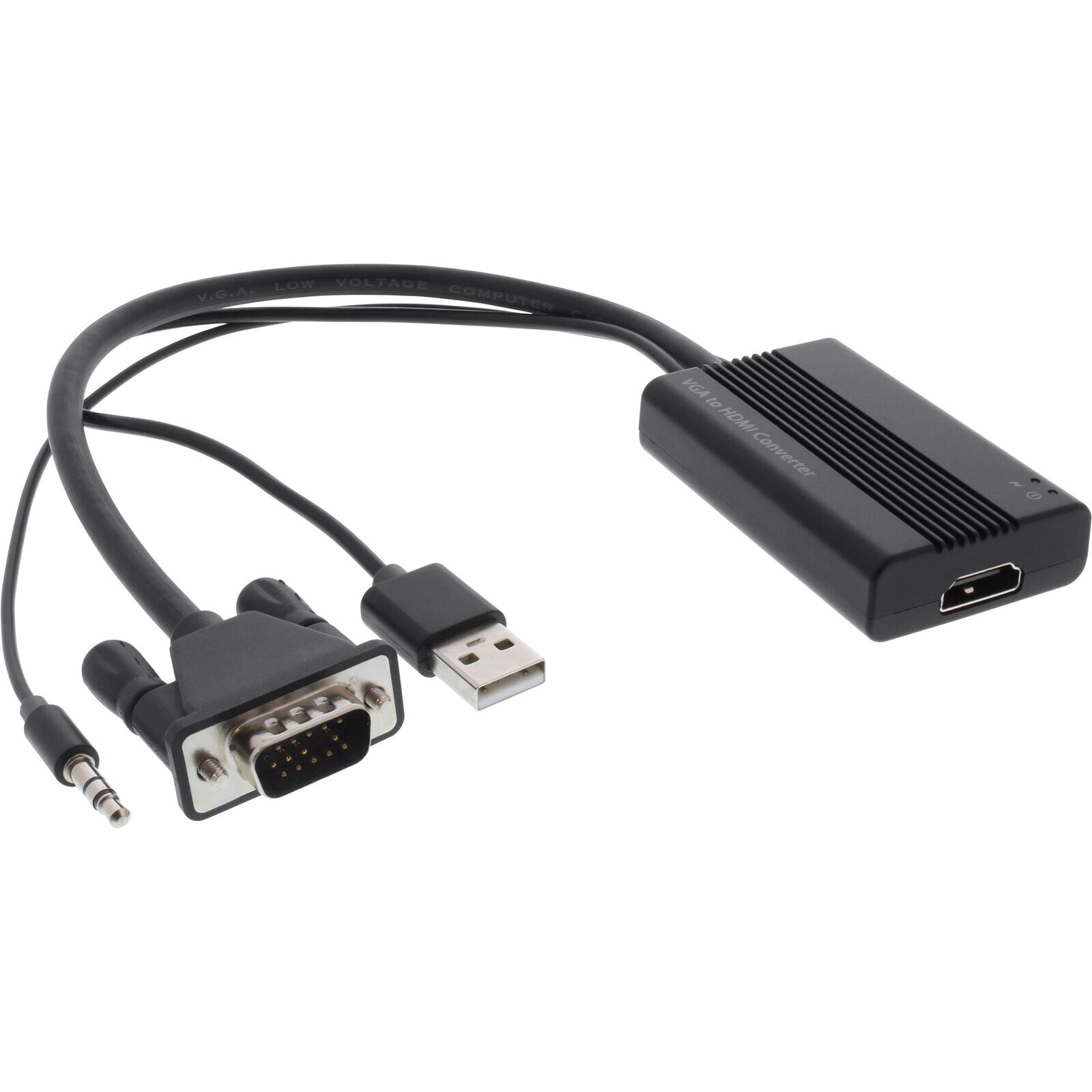 Converter VGA+Audio to HDMI Input VGA + 3.5mm Audio jack - 0.28 m - VGA (D-Sub) + 3.5mm + USB Type-A - HDMI - Male - Female - Straight