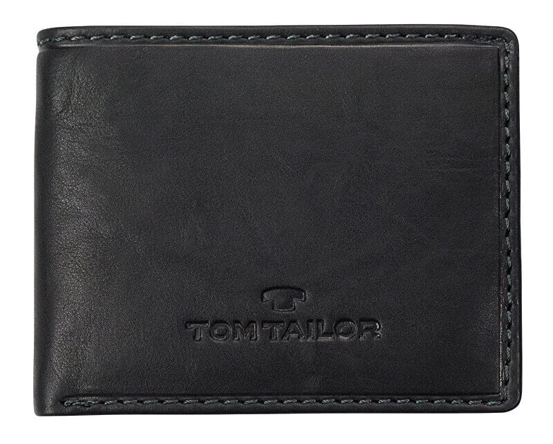 Мужское портмоне кожаное черное горизонтальное без застежки Tom Tailor Mens leather wallet 14200 60 Black