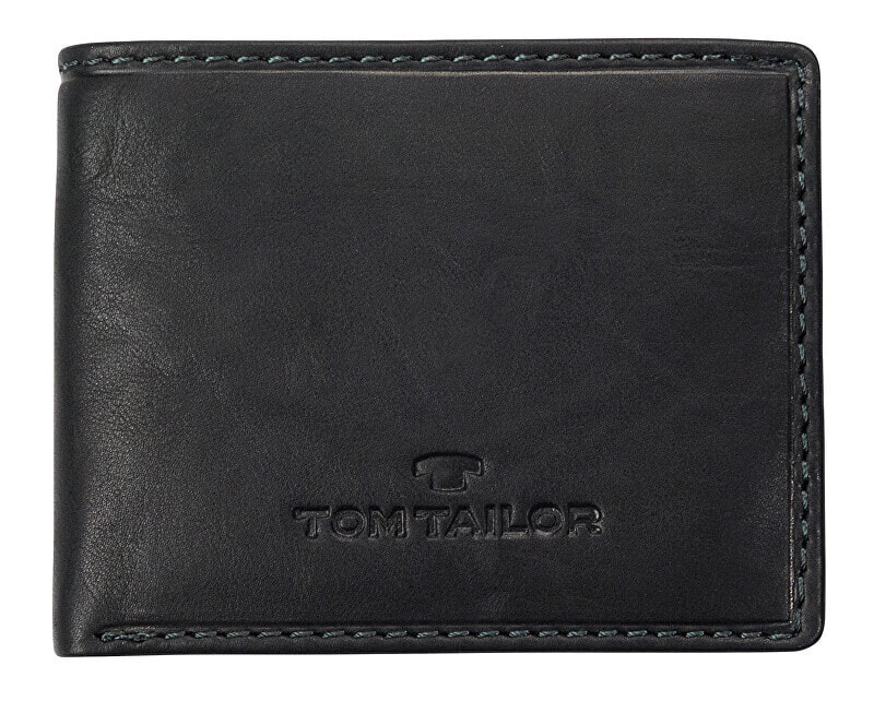 Мужское портмоне кожаное черное горизонтальное без застежки Tom Tailor Mens leather wallet 14200 60 Black