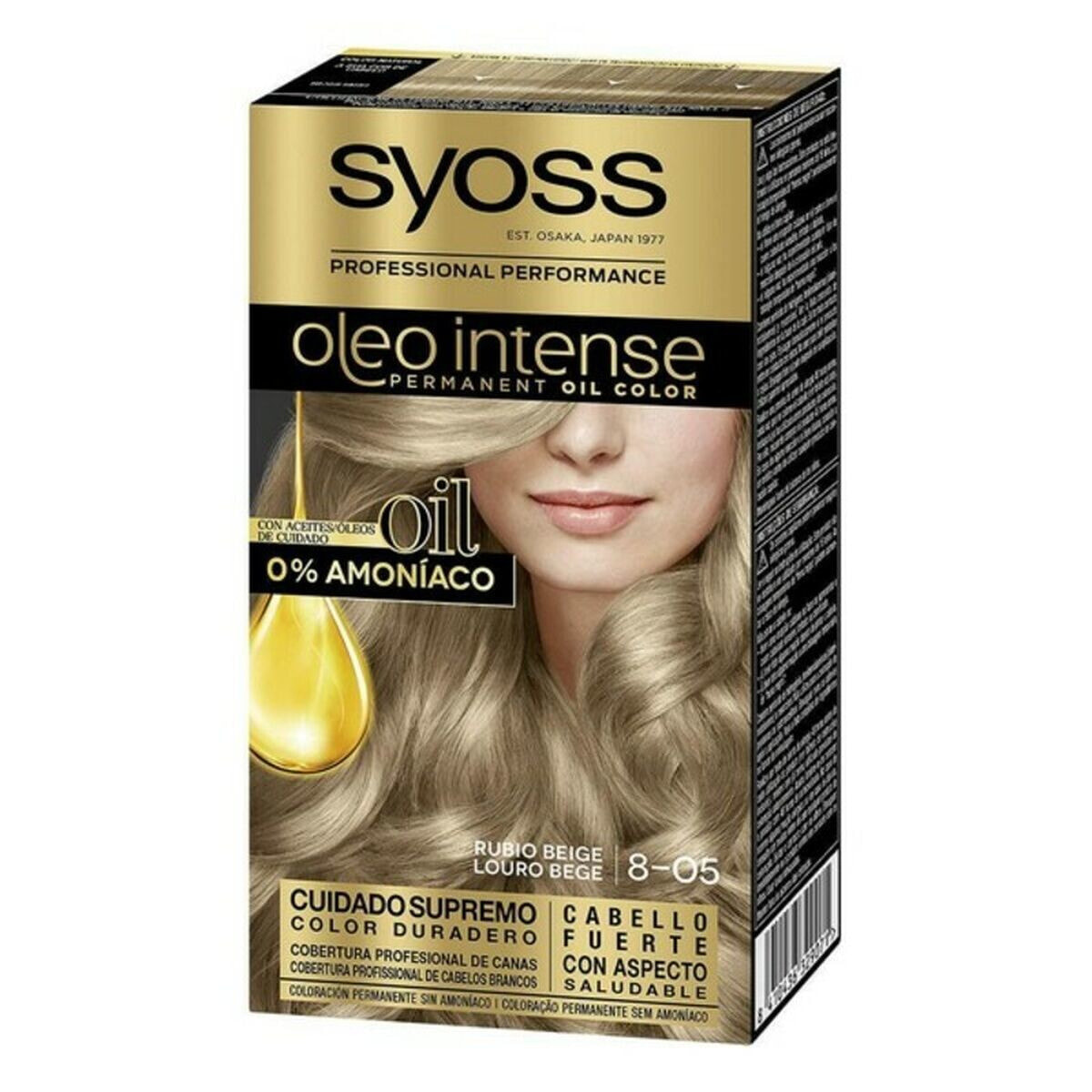 Permanent Dye Syoss Olio Intense Ammonia-free Nº 8,05 Blonde Beige