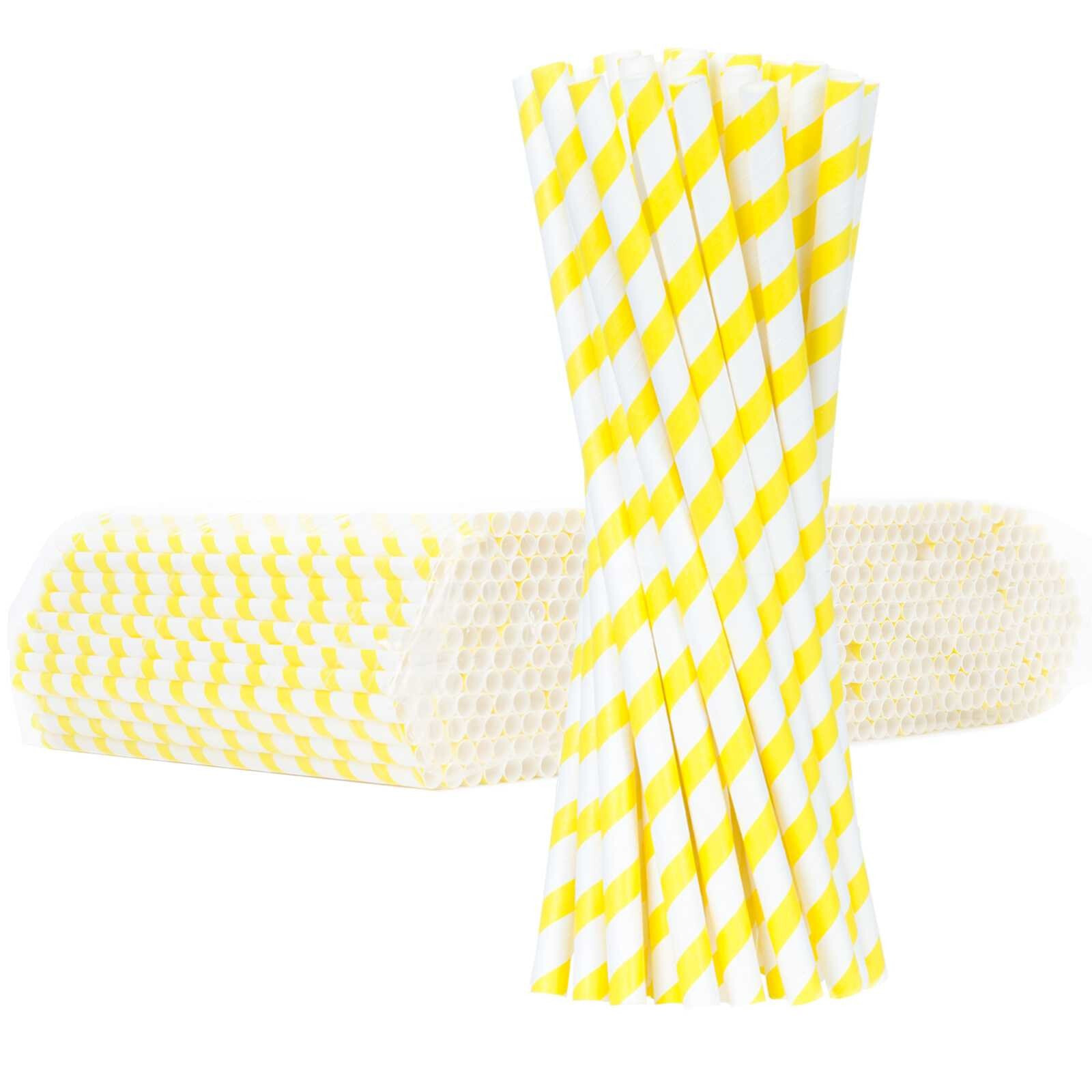Paper straws BIO ecological PAPER STRAWS thick 8 / 205mm - white and yellow 500 pcs.