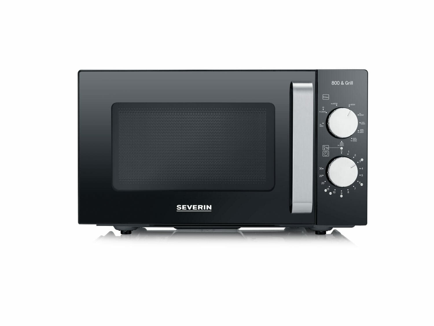 SEVERIN MW 7762 - Countertop - Grill microwave - 20 L - 800 W - Rotary - Black - Stainless steel