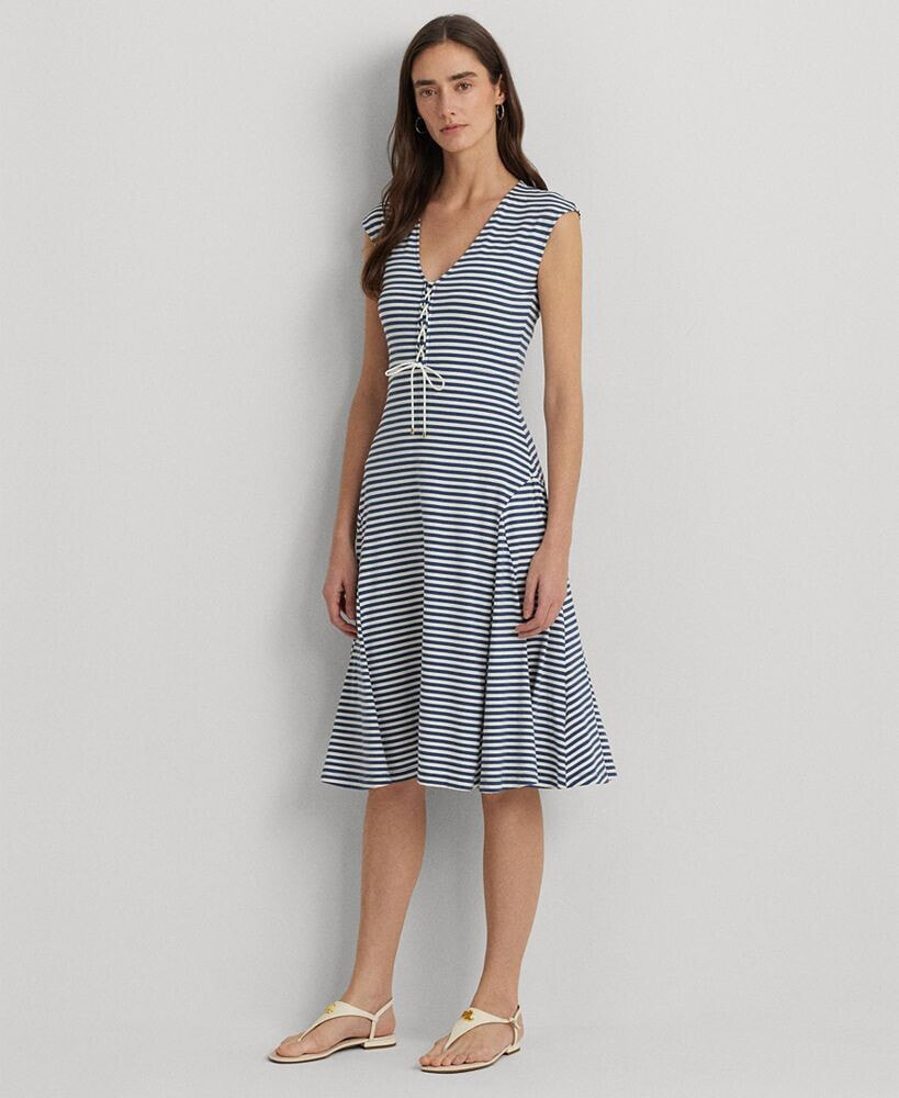 Lauren Ralph Lauren women's Striped Lace-Up Dress