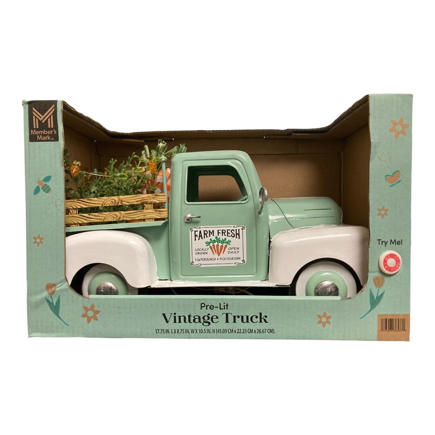 Member's Mark Pre-Lit Vintage Farm Fresh Spring Truck, Green, White