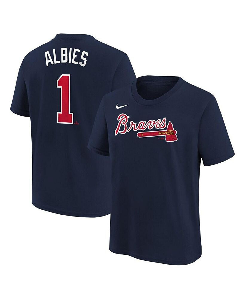 Nike big Boys Ozzie Albies Navy Atlanta Braves Home Player Name and Number T-shirt