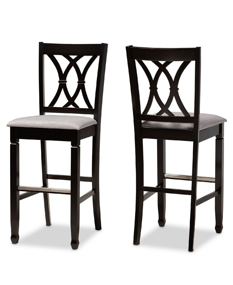 Calista Modern and Contemporary Fabric Upholstered 2 Piece Bar Stool Set